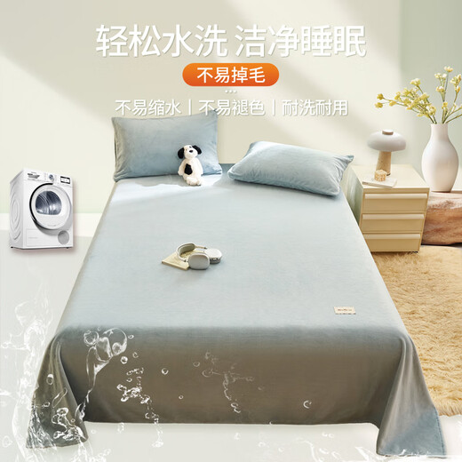 CARTELO thickened milk velvet sheet single piece plush bedspread coral velvet home dormitory warm sheet three-piece cover blanket MAX-baby blue 230*250cm single sheet
