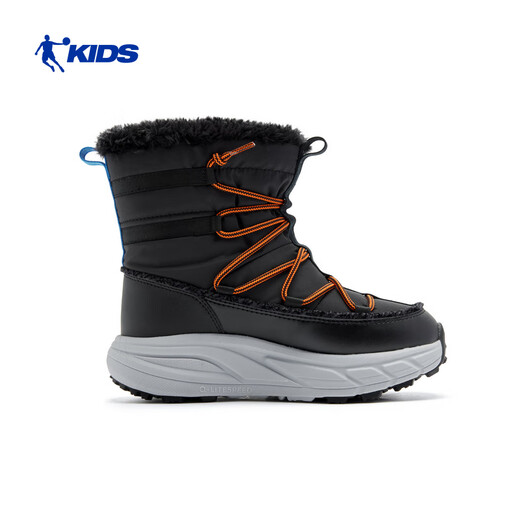 Jordan men's snow boots winter velvet warm long cotton shoes children's casual shoes black/Keller blue 39