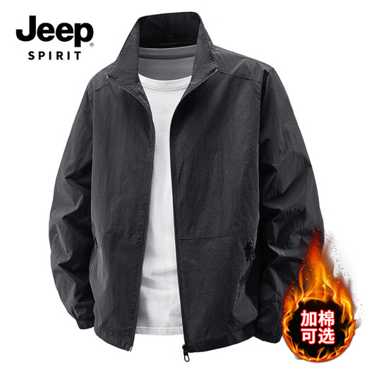 JEEP SPIRIT Jacket Men's 2025 New Autumn and Winter Stand Collar Outdoor Top Jacket 8919 Dark Gray XL