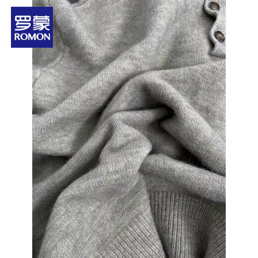 Romon cleanfit old money style Henry collar sweater men's autumn and winter style American retro pullover sweater base floral gray upgraded style M