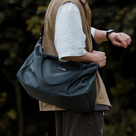 史莱辛格（Slazenger）短途出差旅行包男大容量干湿分离运动健身手提单肩斜挎包 深灰色 