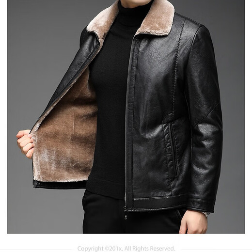 Hengyuanxiang leather jacket men's 2025 winter new velvet thickened jacket business casual cold-proof warm fur collar jacket men's clothing