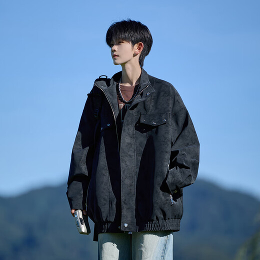 Shelley Jones American retro pu leather jacket men's autumn new loose trendy high-end handsome jacket clothing black cotton XL recommended 125-135Jin Jin equals 0.5 kg