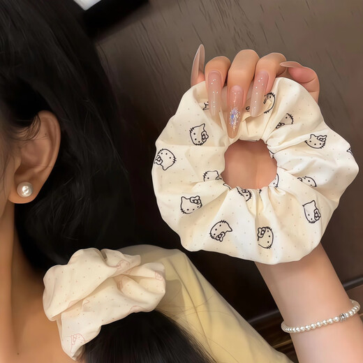 Cute kt cat large intestine hair band for women 2025 new high-end headband hair rubber band Korean style versatile hair accessories 3#KT hair band black + pink