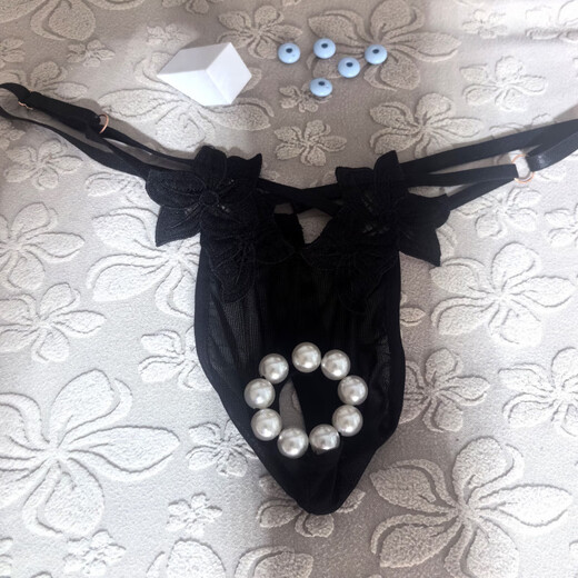 He Jiagong sexy men's beaded ring thong single adjustable waist massage T-pants beaded underpants abstinence style black one size fits all 80-150Jin Jin is equal to 0.5 kg