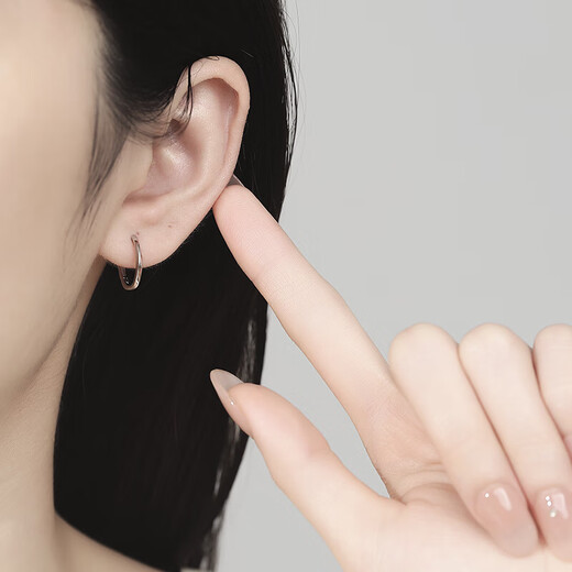 Earrings sterling silver 9999 geometric plain hoop earrings simple niche design earrings delivery box gift for wife white gold (with box)