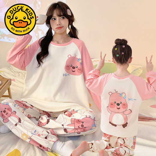 G.duck Melody mother-daughter pajamas parent-child wear spring and autumn big children long-sleeved thin princess girl cartoon home clothes long set-LDE#44004# Melody 170 14 size Height 120-130cm Weight 45-50Jin Jin is equal to 0.5 kg