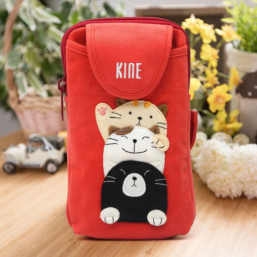 Design cute cartoon men and women cotton fabric sports arm bag lightweight running mobile phone bag pink flower cat