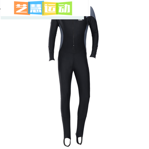 Miaopule one-piece men's swimsuit youth plus size men's wetsuit swimming equipment 23 sleeves and pants sun protection swimsuit black with gray sleeves + swimming cap + swimming goggles + swimming bag l Recommended weight 1-140 Jin Jin equals 0.5 kg