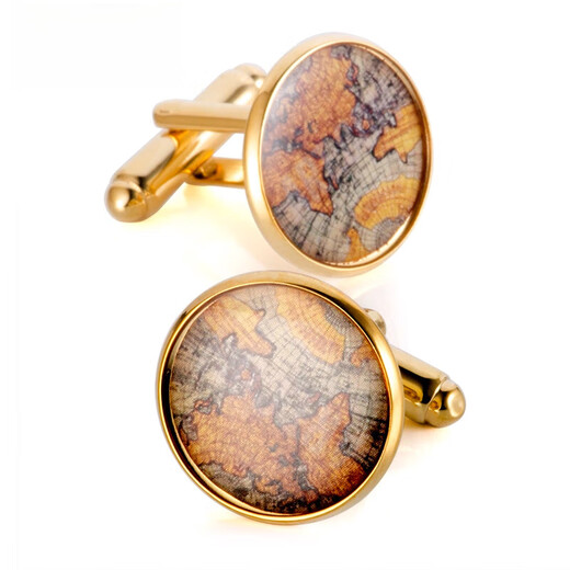 Suit cufflinks retro sheepskin map gold-plated copper cufflinks men's French shirt cuff buttons formal wear versatile purchasing agent gold 18mm