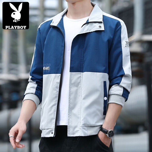 花花公子（PLAYBOY）短款风衣外套男士春秋季2025新款潮流帅气百搭上衣服男装春装夹克 5201【春秋】黑色 薄款 M 【建议85-斤左右】