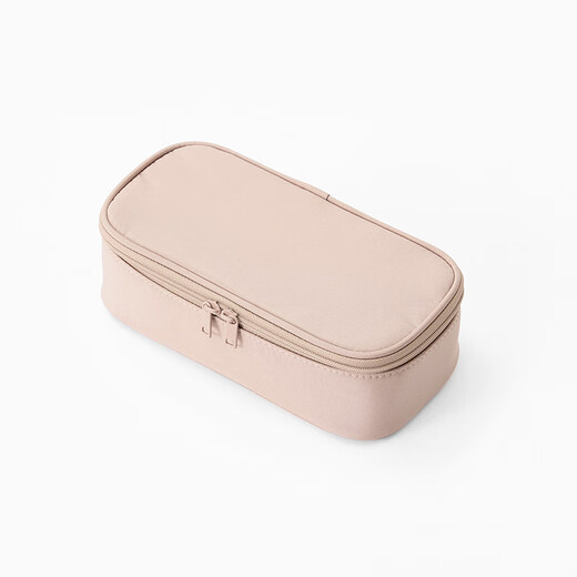 MUJI recycled polyester fiber flat cosmetic bag cosmetics storage portable toiletry bag new product OHV5CC4S pink beige