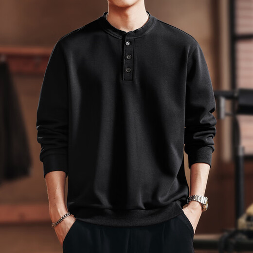 GOLDLION G+ Jinlilai broken code 2026 high-end Japanese retro heavyweight tough guy Henry collar sweatshirt men's loose autumn new style maroon 2XL suitable for 170-190Jin Jin equals 0.5 kg