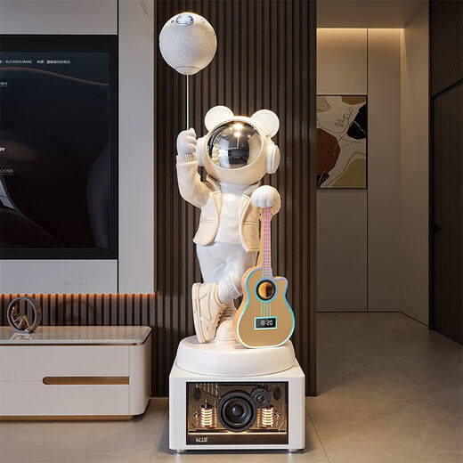 Jizhao Astronaut large floor-standing ornament in the living room of the astronaut's living room high-end light luxury decoration starry sky projection lamp next to the TV cabinet Orange Astronaut + Xiaoai classmates speaker + Karaoke speaker Height 160.5cm No Specifications