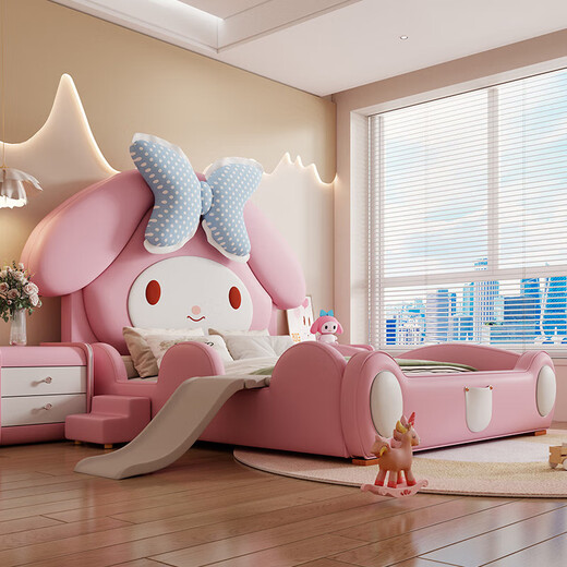 Ximengbao (X.M.B) Melody bed single bed for girls princess bedside bed extra wide crib with guardrail crib guardrail bed + latex mattress + bed cabinet 2 1500mm*1900mm x with