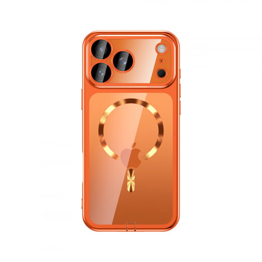 Xunzhe comes with lens film Apple 17promax mobile phone case iPhone17Pro light luxury transparent Magsafe magnetic protective cover simple all-inclusive anti-fall shell Xingyu Orange integrated dust plug-Magsafe magnetic iPhone 17