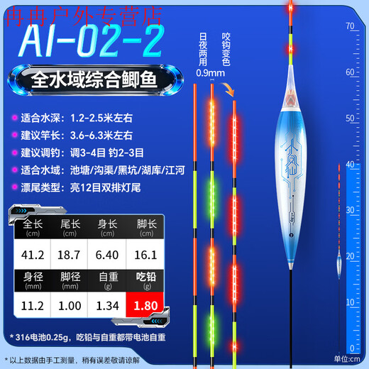 Zailu AI intelligent luminous float OLED float sealed tail black pit competitive fish float bite hook color changing buoy fishing gear big brand AI-1-1 lead 1 point 3 shallow water fish non-discoloration exquisite UV boxed reference price 122