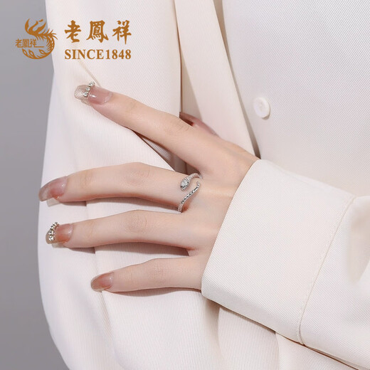 Lao Fengxiang Spirit Snake Ring Female Niche Design High-end S925 Silver Open Index Finger Ring Tail Ring Snake Ring Birthday Gift Spirit Snake Ring * Opening Adjustable * Brand Gift Box