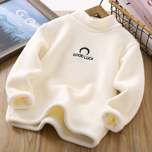 男童半高领双面绒打底衫秋冬2025新款儿童奥粒绒加厚保暖长袖T恤 蓝色 110 110cm