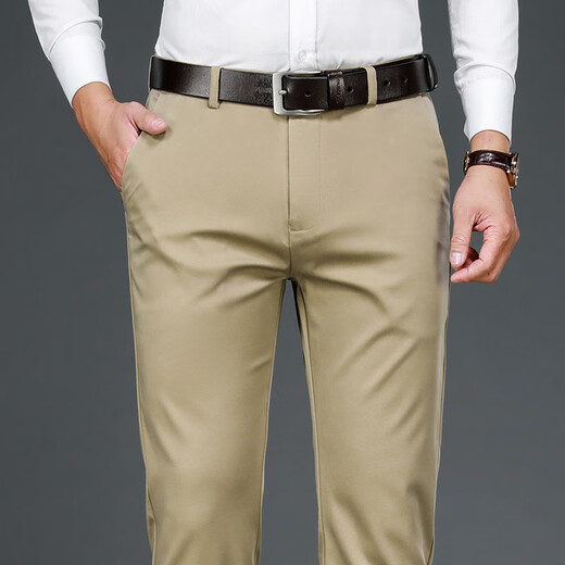 MAGIOPY high-end light luxury men's brand casual pants men's autumn and winter slim thickened business long pants stretch trousers men's black plus velvet 30