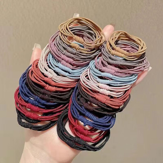 Simple hair tie, internet celebrity temperament, hair tie, rubber band, women's high elasticity and durable hair tie, black leather cover, headband, hair rope, 20 black multi-strand hair ropes