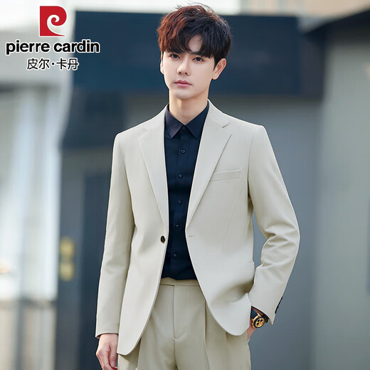 Pierre Cardin Men's Casual Suit Jacket Slim and High-Level Korean Style Light Mature Style Business Small Suit Suit Top Single Trendy Green Top XL