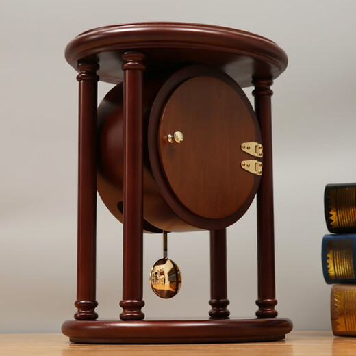 The Story of Time New Chinese style high-end solid wood old-fashioned table clock home tabletop clock antique sitting clock YS282 large size - brown swing model - solid wood - Lisheng movement height 34 width 28