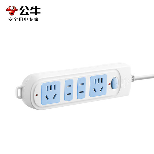 Bull-Steckdose, einfaches blau-weißes Modell, poröse, lange Leitung, multifunktionale elektrische Steckplatine, Untersteuerschalter, Schleppleiste mit Kinderschutztür/neuer nationaler Standard/Steckdose/Klemmenplatine, 4 Positionen, Gesamtsteuerung 1,8 Meter (neuer nationaler Standard gegen Überlastung) GN-607