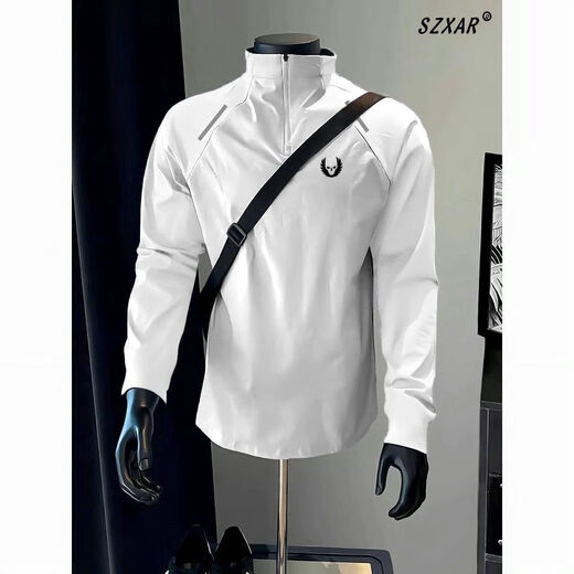 Fitness long-sleeved men's and women's loose half-zip sports T-shirt American running autumn and winter basketball training plus fleece cycling jersey V07 black reflective strips +276 M M