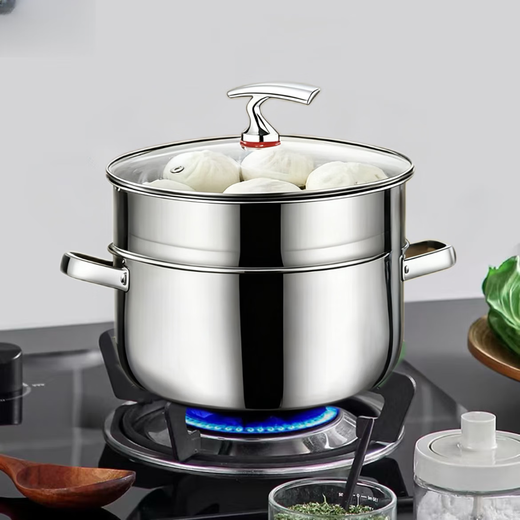 Stainless steel thickened multi-layer steamer steamer induction cooker gas stove universal soup pot multi-function pot 2 layers 24cm