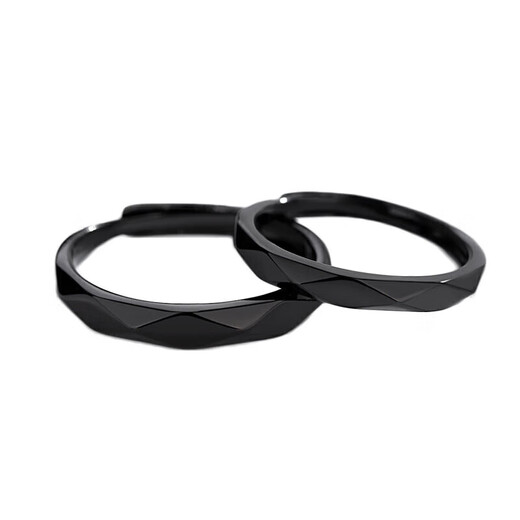 DR black and white rhombus couple rings, a pair of versatile light luxury simple rings, fashionable Korean Valentine's Day gift, women's black