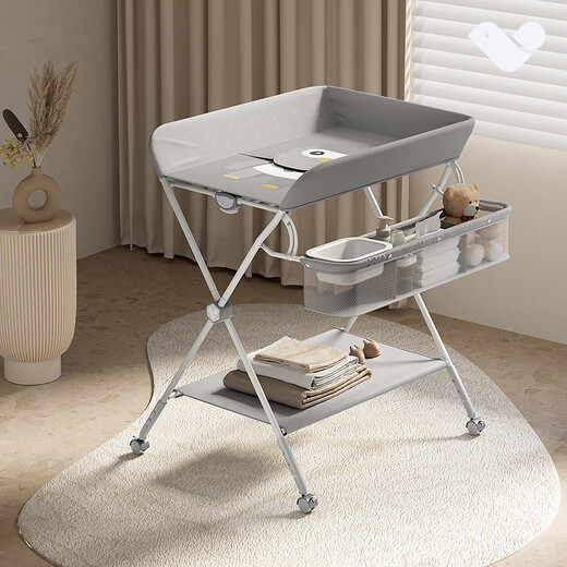 ABCMOKOO Saiti Diaper Table Baby Care Table Newborn Diaper Changing Touch Bathing Multifunctional Foldable Morandi Green Saiti-PRO Lifting Model Five-speed Lifting + Universal Wheel