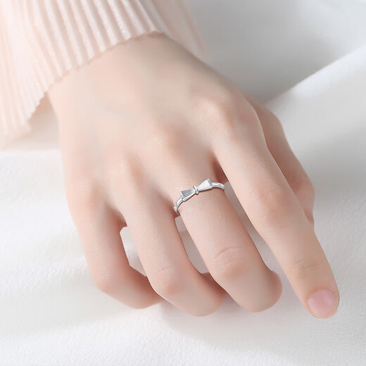 Aido Diamond PT950 brushed bow platinum ring for women, fashionable platinum live ring gift for girlfriend, weight 1.7-1.9 grams + delivery certificate