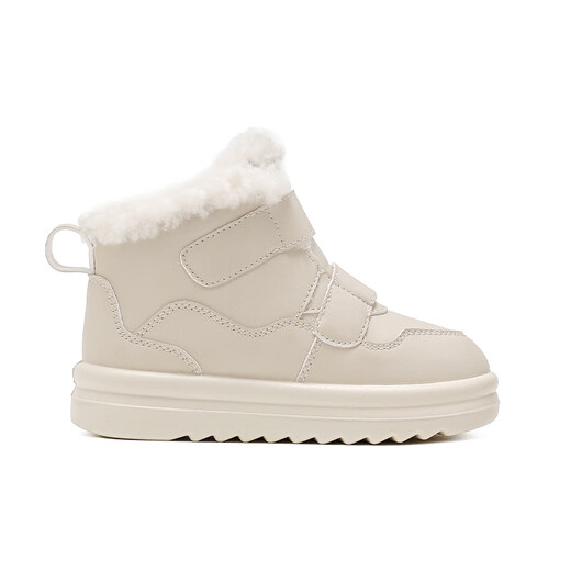 Pull back children's high-top cotton shoes winter warm plus velvet girls' snow boots boys' shoes WBNJS2969 beige 33