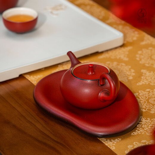 Wanqiantang (Edenus) high-end tea set set home living room tea set full set gift gift box grand exhibition complete set lacquer red glaze