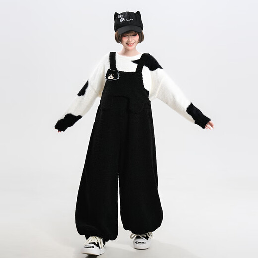 Mori Tribe Black Kitten Embroidered Overalls Women's 2025 New Loose Sweet Versatile Slim Casual Pants Autumn Black Casual Pants S Model Code