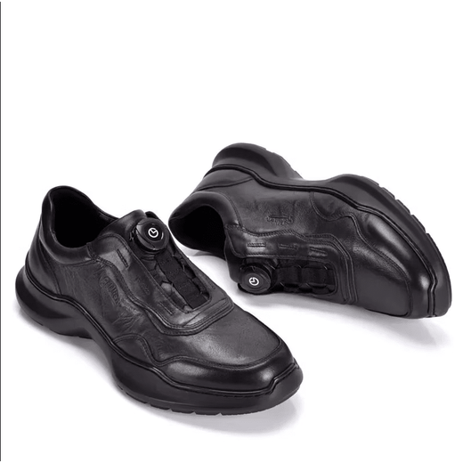 Goldlion genuine leather men's shoes new men's business casual leather shoes men's leather round toe thick sole swivel buckle shoes black 39