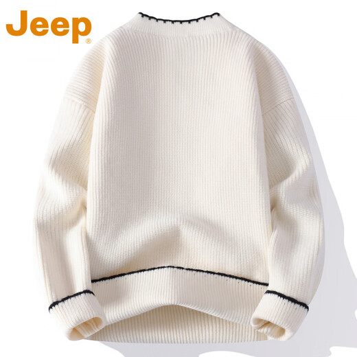 Jeep (JEEP) American high-end lazy style half cardigan Henry collar sweater men's autumn and winter thickened warm knitted jacket top trendy black counter genuine 4XL recommended 180-200Jin Jin equals 0.5 kg