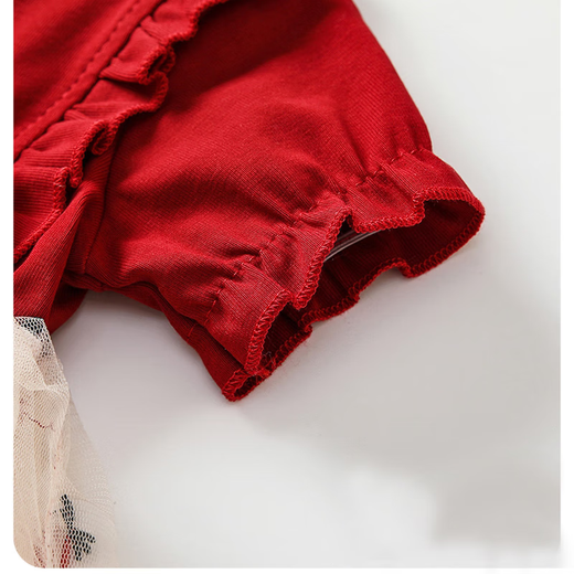 Pdmcms girls' clothes autumn and winter long-sleeved baby girl's one-year-old dress Chinese style hundred-day tutu skirt princess skirt full moon dress red butterfly skirt gauze skirt long sleeve 90 yards