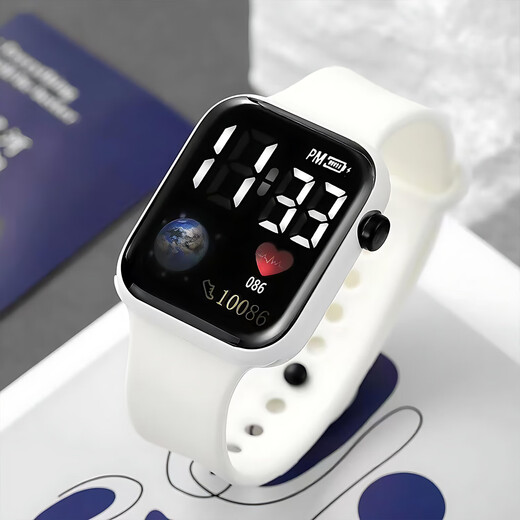 Trendy new watch ins high-looking men's and women's junior high school full screen luminous technology watch white discount event price + technology luminous