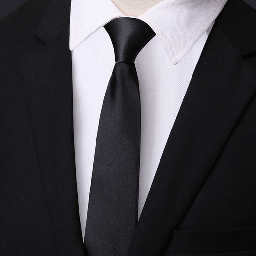 Shuye tie for men, knot-free zipper, easy-to-pull workplace tie, business suit, wedding groom, best man, lazy man, knot-free tie, glossy black