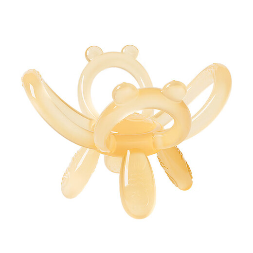 MDNG Japan Manhattan hand ball baby can chew food grade silicone 0-6 months teething gum oral stage two months old petal teething gum + storage box to prevent the chain from falling off