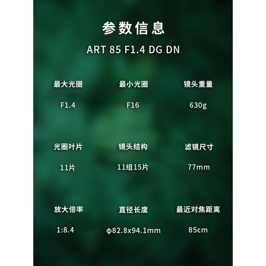 SIGMA art wide-angle telephoto mirrorless fixed-focus lens 85mm F1.4 DG DN Sony mount