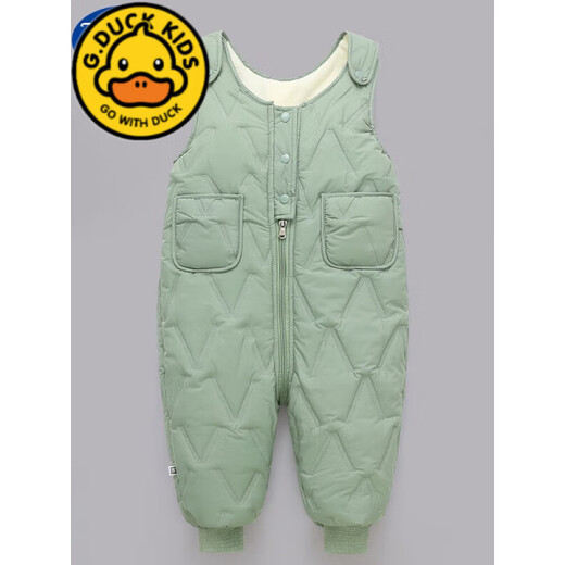 G.DUCKKIDS children's overalls for boys and girls in autumn and winter all-in-one velvet cotton pants for babies with open stalls for children and infants thickened outer pants, bean green and velvet thickened 80 (recommended for 12 to 18 months)