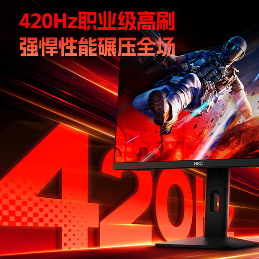 HKC 24.1英寸420Hz显示器FastTN屏GTG0.5ms硬件低蓝光HDR400电竞Type-c三角洲游戏无畏契约电脑UG25EF