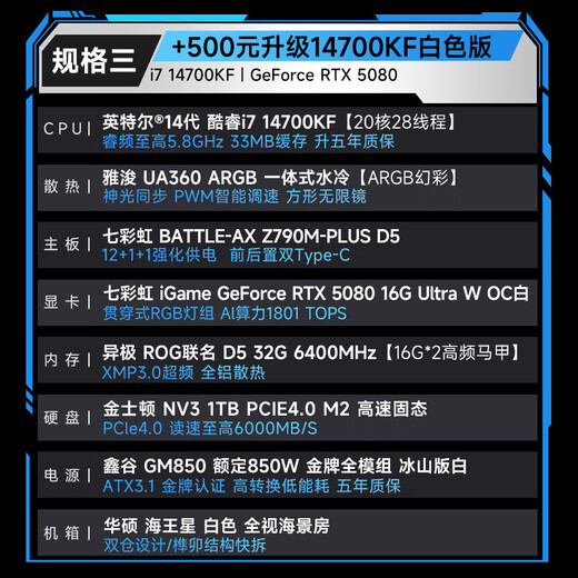 ASUS ROG family bucket Ultra7 265KF/RTX5080 graphics card Black Myth Wukong e-sports game desktop assembly computer AI host complete machine DIY assembly machine 265KF+RTX5080丨Configuration three