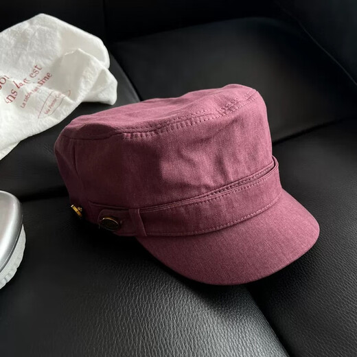 BIBK beret women's peaked cap equestrian hat showing face small flat top retro fashion hat square round face high skull retro green one size fits all elastic 55-59cm