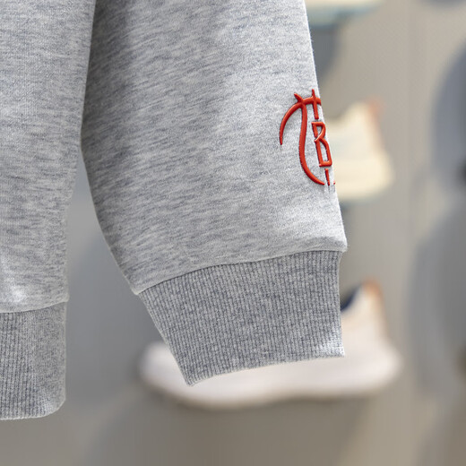 Li Ning Children's Hooded Sweatshirt 2025 Winter New Style Boys and Big Children Warm Loose Pullover Sweatshirt YWDV445 Flower Gray YWDV445-2 130