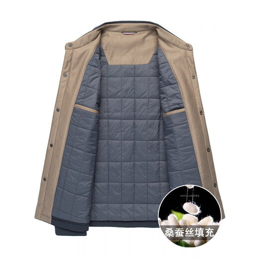 Blankproject international light luxury mulberry silk men's cotton clothing autumn and winter lapel warm and light jacket khaki M 170
