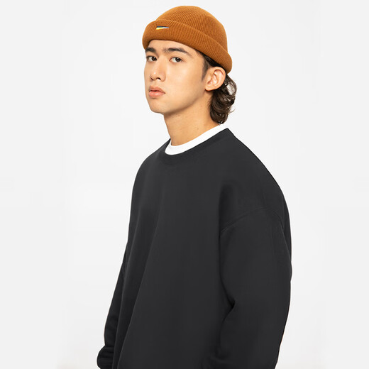 Pull back American sweatshirt men's autumn and winter plus velvet cleanfit heavyweight long-sleeved men's high cotton comfortable inner layering shirt burgundy (solid color) S (recommended 85Jin Jin equals 0.5kg -100Jin Jin equals about 0.5kg)